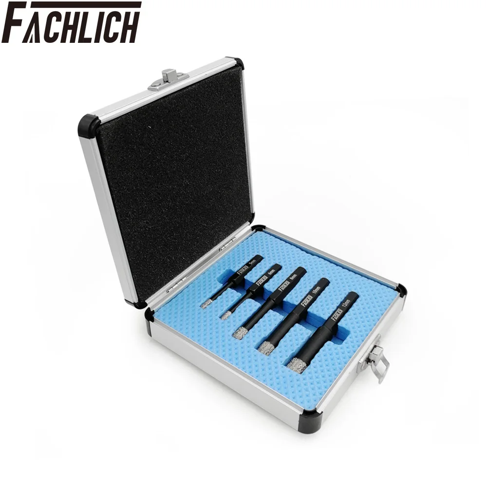 

5pcs/box Vacuum Brazed Dry Diamond Core Drilling Core Bits Hole Saw For Granite Marble Ceramic Tile Dia 5/6/8/10/12mm