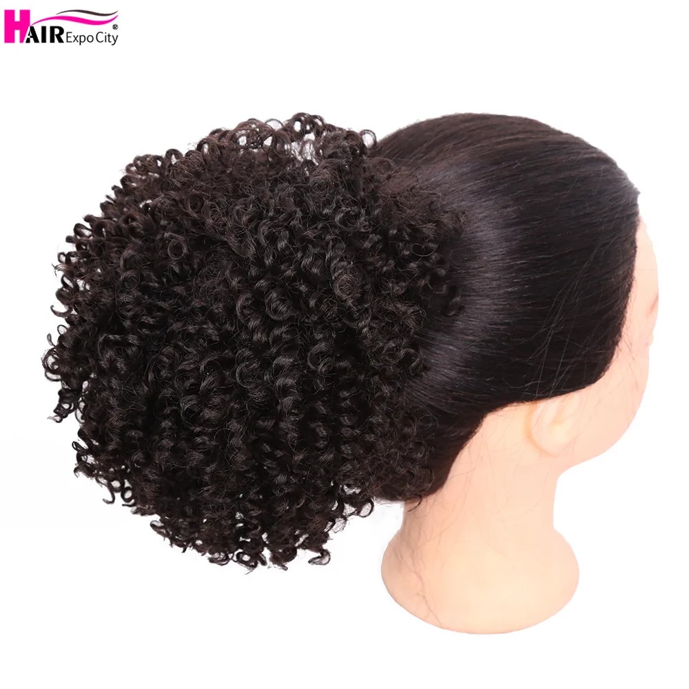 8inch Short Kinky Curly Synthetic Hair Bun Drawstring Ponytail Afro Puff Chignon Hair pieces For Women Updo Clip Hair Extension