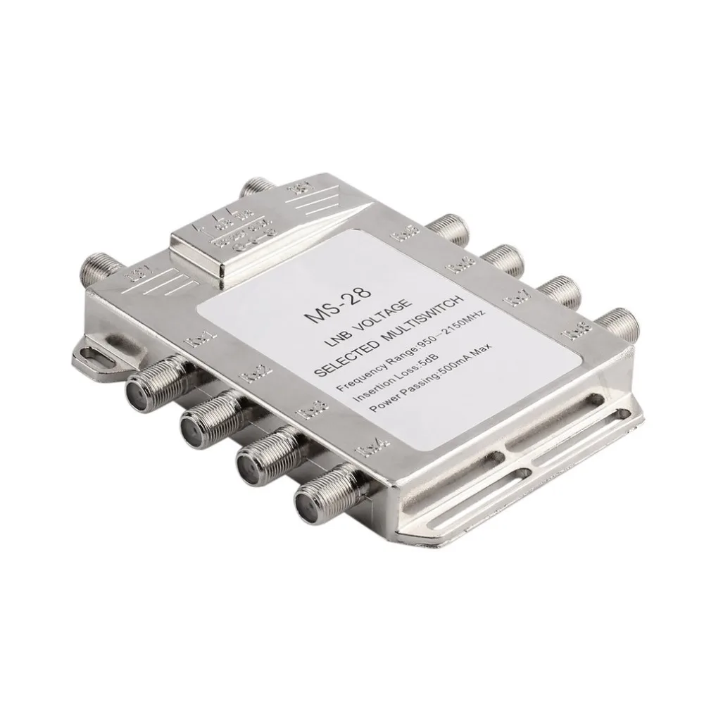Портативный 2in 8out спутниковый сигнал мультипереключатель 950-2150 МГц LNB напряжение выбранный переключатель Низкая потеря приемник LNB мультипереключатель