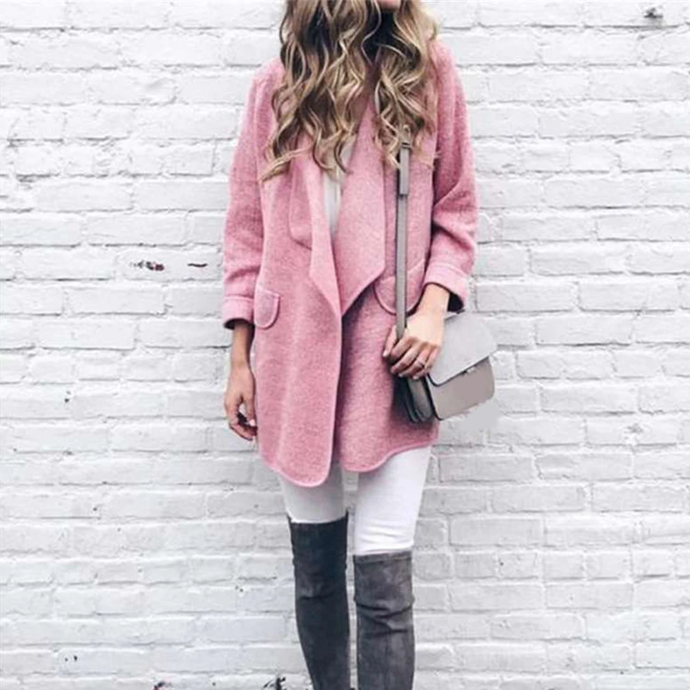 Manteau Femme осень зима женский модный кардиган с длинными рукавами Свободная блуза