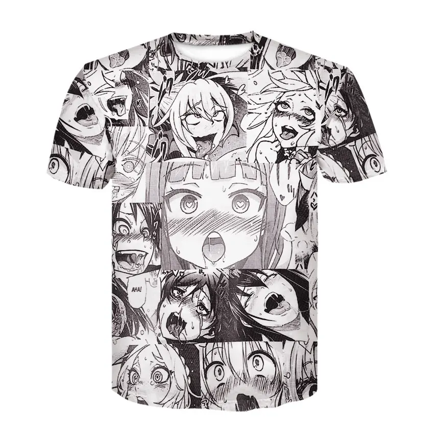 Новинка, летняя мужская футболка с аниме ahegao, забавная футболка с 3D принтом, цветная футболка с коротким рукавом с анимацией, harajuku, рубашка, Camisa Masculina - Цвет: D548