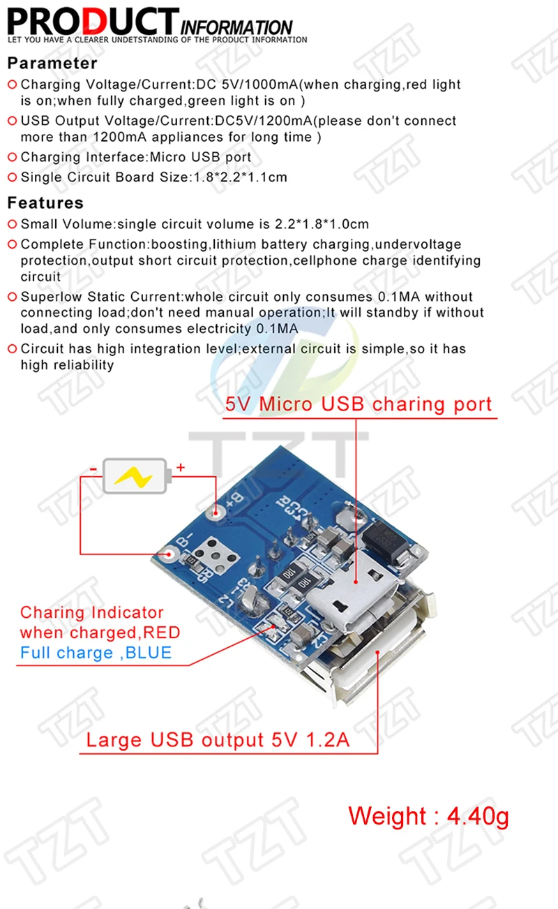 5V Lithium-Batterie Ladegerät Schritt Bis Schutz Bord Boost-Power Module Micro USB Li-Po Li-Ion 18650 Power bank Ladegerät Board DIY – Detail 2