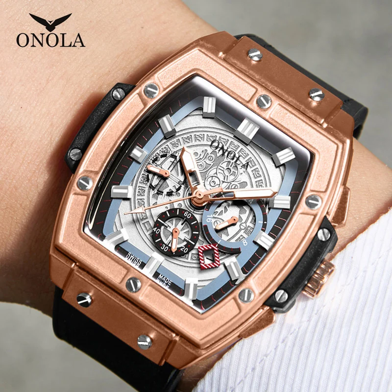 Flash Deal Luxury Sport Watch for Men ONOLA Fashion Quartz Clock Big Face Wristwatch Casual
