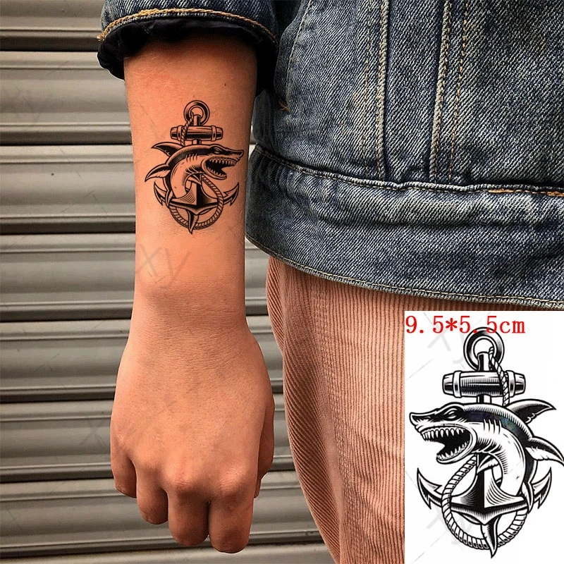 Waterproof Temporary Tattoo Sticker Shark Anchor Element Small Size The  Body Art Flash Tatoo Fake Tatto for Woman Men|Temporary Tattoos| -  AliExpress