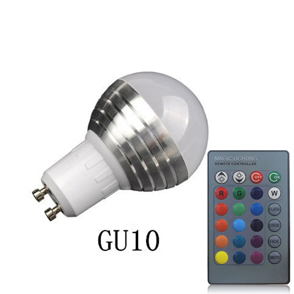 Светодиодный RGB лампа E14 E27 B22 GU10 MR16 3W RGB Изменение Цвета Светодиодный точечный светильник с регулируемой яркостью Волшебные лампочки+ ИК пульт дистанционного управления D40 - Испускаемый цвет: RGB GU10
