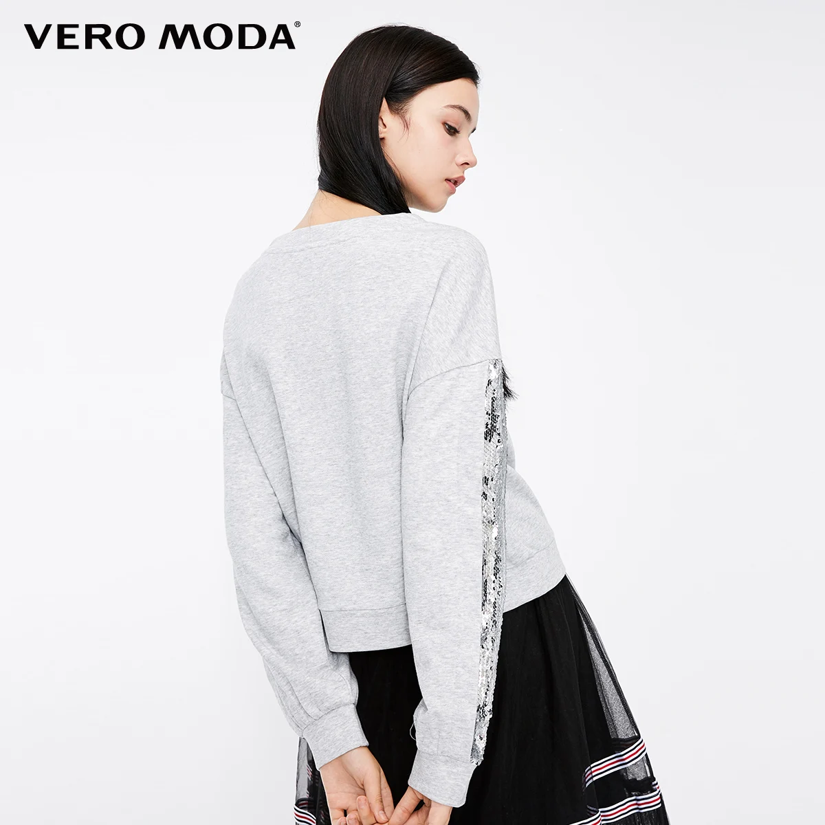 Vero Moda новые блестки печатные буквы круглый воротник свободные толстовки Толстовка | 318433513