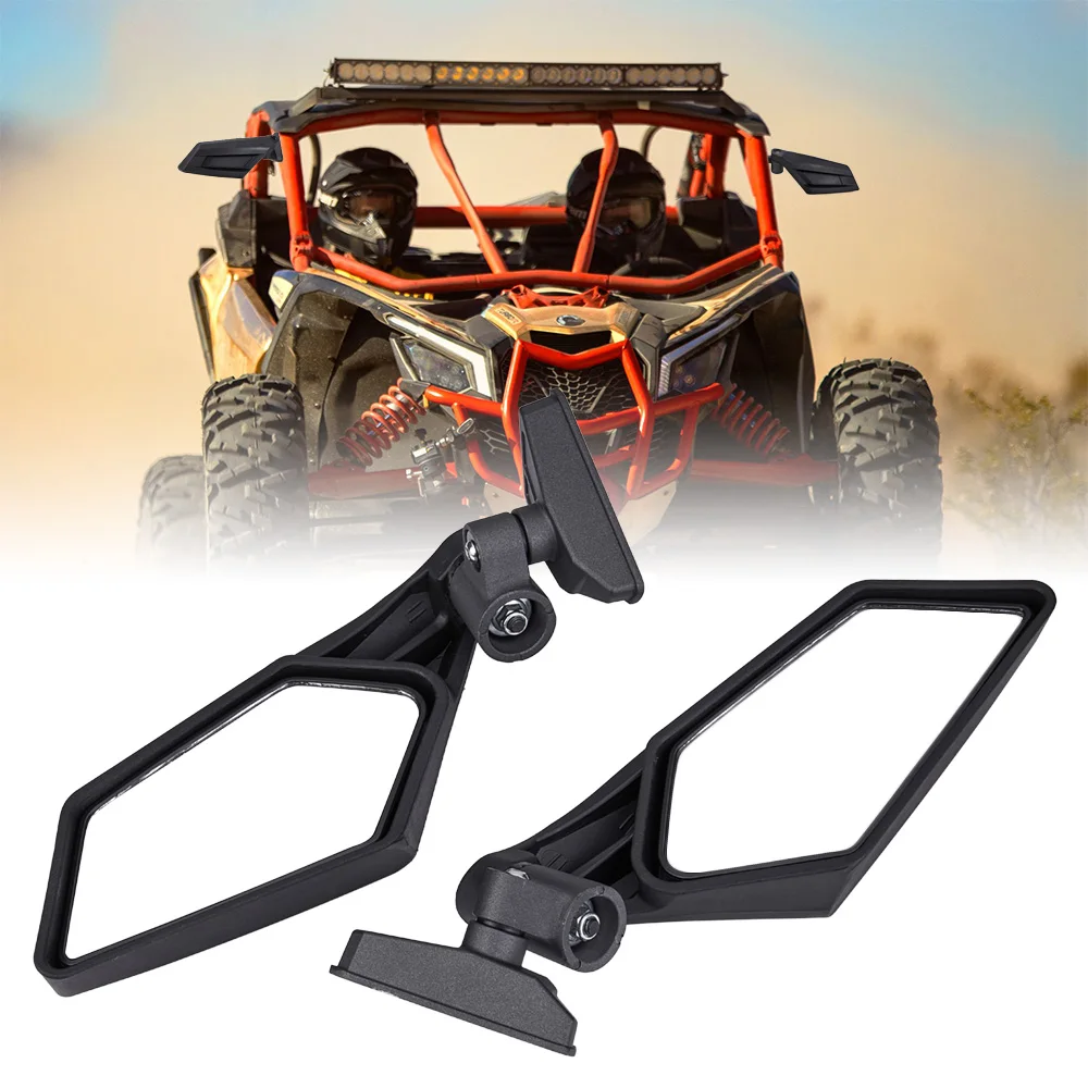 KEMiMOTO UTV Side View Mirrors Rearview Mirror Adjustable for Can Am Maverick X3 Max R X3 R  For Suzuki King Quad 450 Quadracer