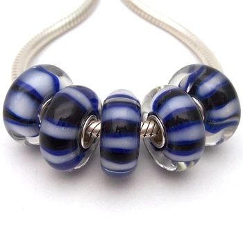 

JGWG1601 5X 100% Authenticity S925 Sterling Silver Beads Murano Glass beads Fit European Charms Bracelet diy jewelry Lampwork