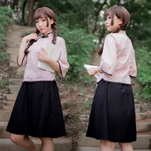 Danevgle весна и осень Ретро стиль хлопок и лен китайская пуговица плед ночная рубашка женская Республика стиль домашний сервис