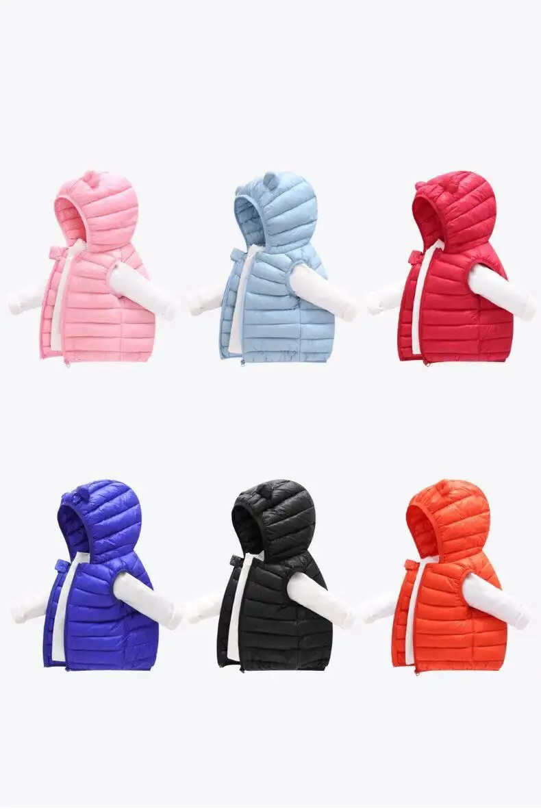 Одежда для маленьких девочек; зимнее Детское пальто; светильник с капюшоном; однотонная хлопковая верхняя одежда; жилет для малышей; одежда для маленьких мальчиков