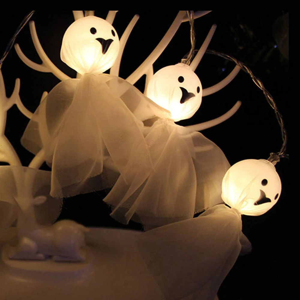 3M 20 ламп Скелет Ткань призрак эльф гримаса гирлянды с светодиодный держатель батареи для Хэллоуин Вечеринка, фестивали украшения