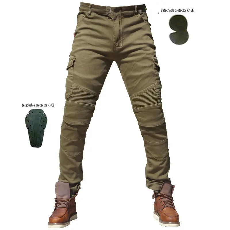 army green B Новинка, джинсы KOMINE UBS06, для отдыха, для мотоцикла, мужские джинсы для улицы, для бездорожья/велосипедные штаны с более мягкой защитой, Экипировка для мужчин - Цвет: army green B