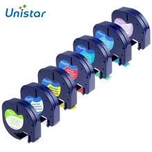 Юнистар 7 пакет 91201 совместимый лента Dymo LetraTag 12 мм 91330 16952 91331 91332 смешанные Цвет кассета для Dymo LetraTag lt-100h