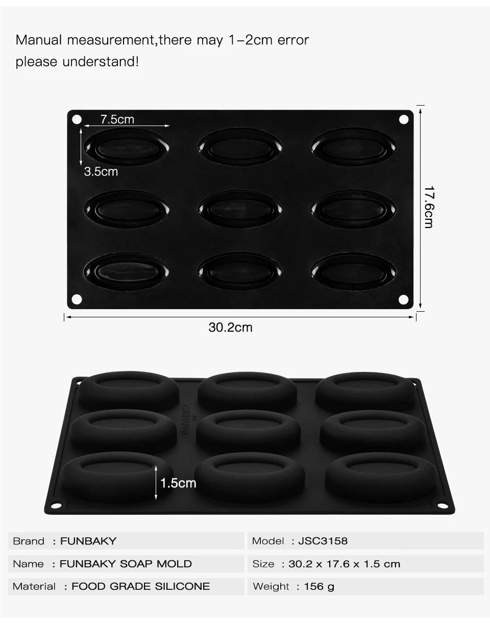 FUNBAKY 9 полости DIY силиконовая форма для мыла для изготовления мыла 3D овальное мыло ручной работы Формы Ремесло