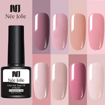 

NEE JOLIE 8ml Gel Nail Polish Varnishes Solid Color Semi Permanent Base top Need UV LED Lamp Manicures Paint nails gel polish