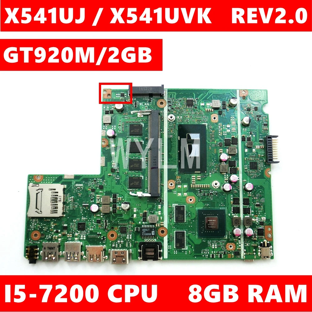 X541UJ MB._ 8G/I5-7200CPU GT920M/2 ГБ 90NB0ER0-R02200 Материнская плата Asus X541UVK X541UJ X541U F541U Материнская плата ноутбука тестирование