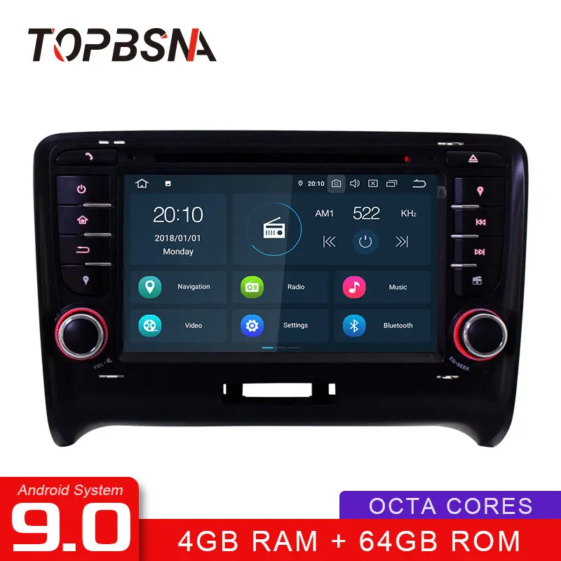 

TOPBSNA Android 9.0 Octa Cores Car DVD Player for Audi TT MK2 8J 2006-2012 GPS Navi 2 Din Car radio Stereo Automotive RDS IPS SD