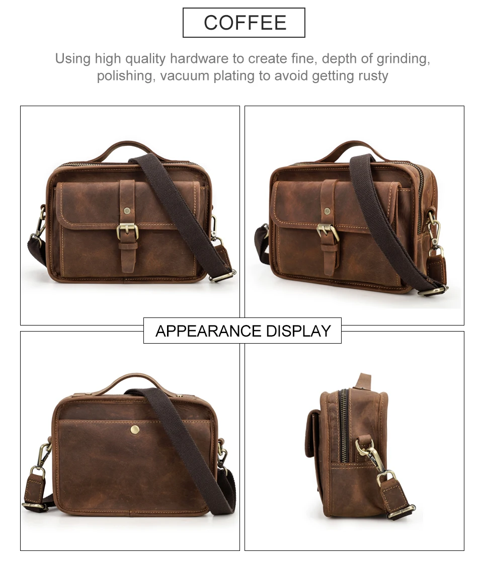 Crazy Horse Leder Männer Schulter Taschen Casual Mann Kleine Handtasche für 7.9 "ipad Umhängetasche Tragbare telefon tasche Männlichen messenger Tasche – Detail 13