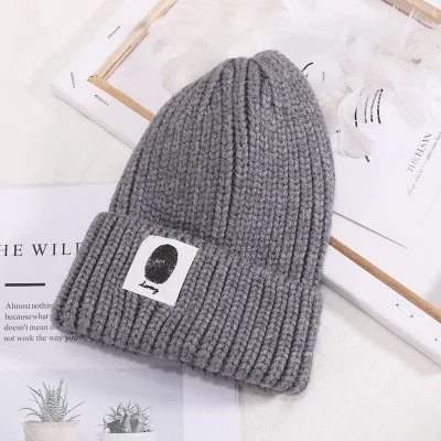 Dark Grey Детские зимние теплые вязанные шапки кепки однотонные милые шапки для мальчиков и девочек - Цвет: Dark Grey