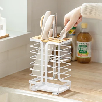 

8 Slots Kitchen Knife Block Storage Rack Rest Shelf Drain Tray Stand Holder Home Utensil Tools
