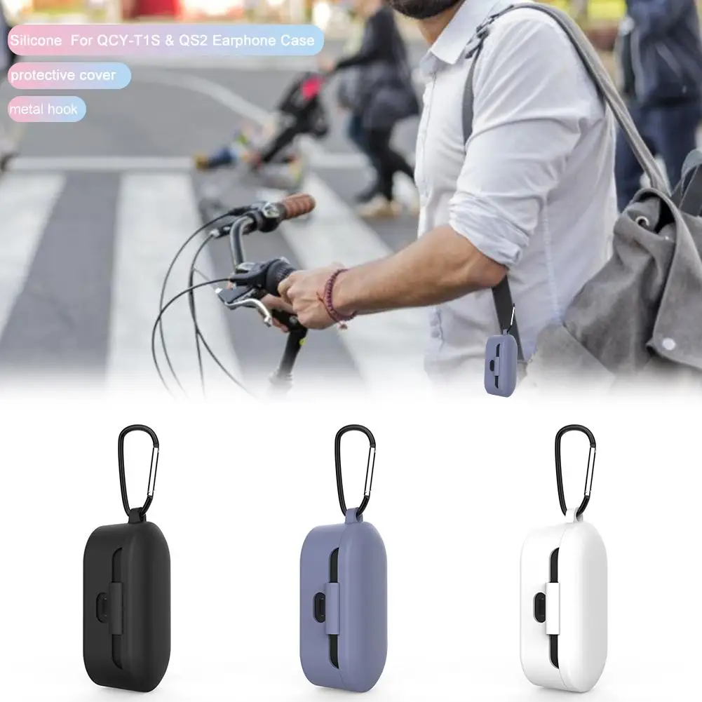 Беспроводной чехол для bluetooth-гарнитуры, силиконовый чехол для QCY T1S, защита от падения, коробка для хранения, чехол для наушников, защитная крышка, аксессуары