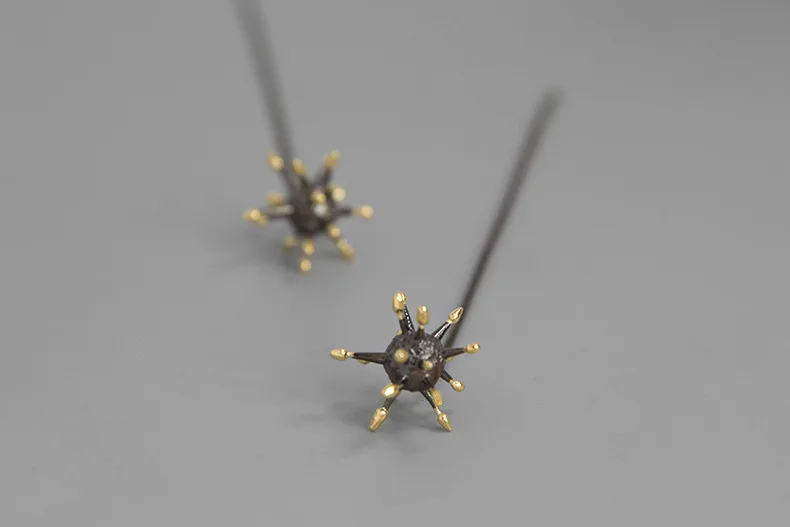 INATURE 925 Sterling Silver Fashion Vintage Jewelry Cute Black Virus Drop Earring for Women Gift