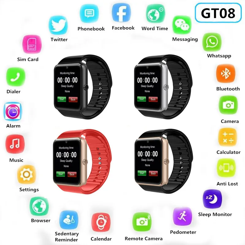 

Smart Watch GT08 Plus Leather Strap Clock Alloy Watch Sync Notifier Support Sim TF Card Bluetooth Connectivity Android Phone