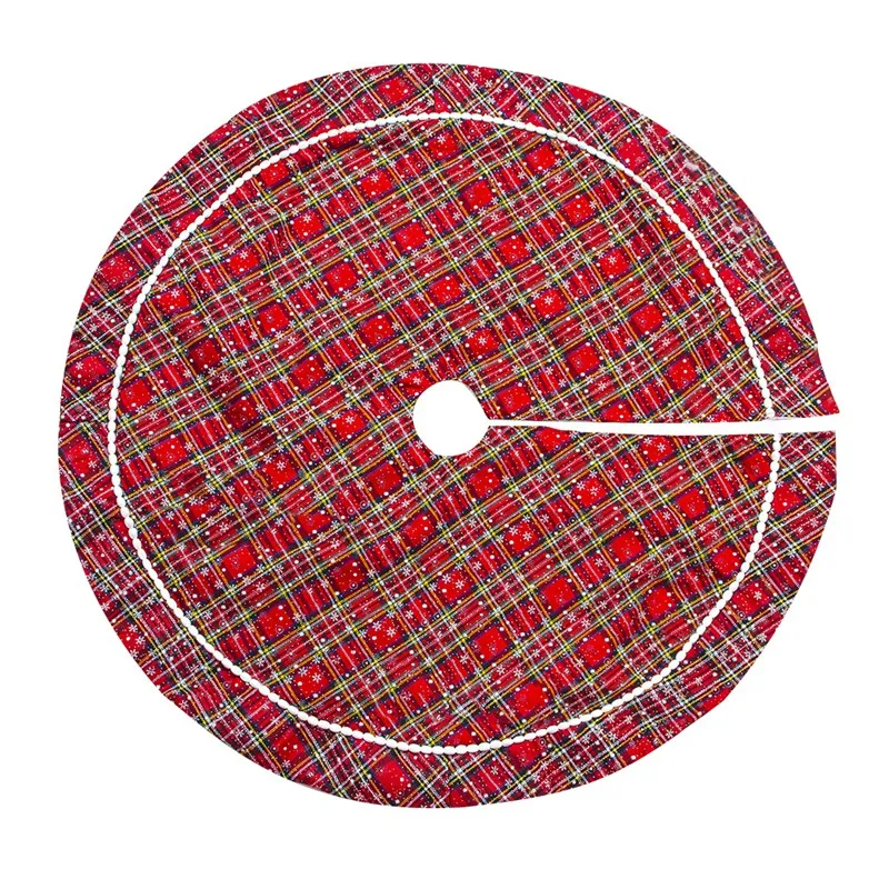 1Pcs Christmas Tree Skirts Fur Carpet Merry Christmas Decorations for Home Xmas Tree Skirts New Year Decoration Plaid Christmas