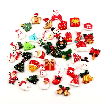 

100/10Pcs Resin Christmas Embellishments For Crafts Flatback Scrapbooking Cabochon kawaii Decoration Versiering Diy