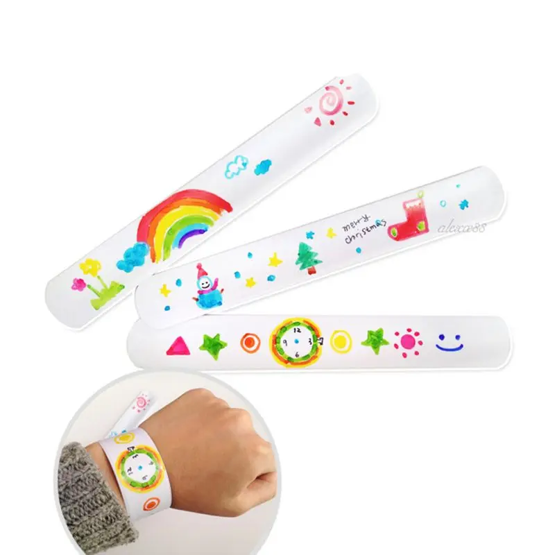 Pulseras Slap en blanco para manualidades, 12 Uds., recuerdos de fiesta, regalos de Pascua para niños, arte, XX9E