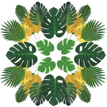 

Artificial Palm Leaves,68PCS Tropical Plant with Faux Monstera Leaves Stems Simulation Safari Leaves for Hawaiian Party
