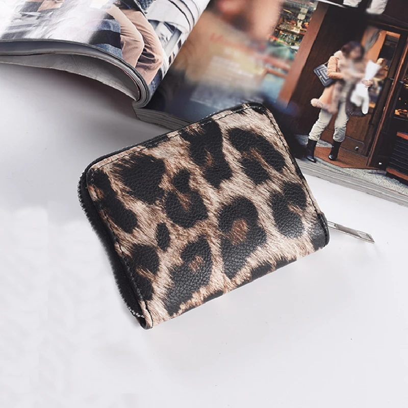 Коричневый Small Zipper Coin Fashion Wallets And Purse PU Leather Leopard Women Female Credit Bank Card Case Holder Money Bag Luxury Brand - Цвет: Коричневый