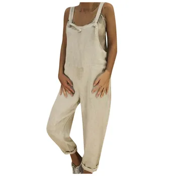 

Fashion Solid Color Jumpsuit Women Plus Size Overalls Casual Loose Dungarees Romper Baggy Playsuit Jumpsuit #YL10