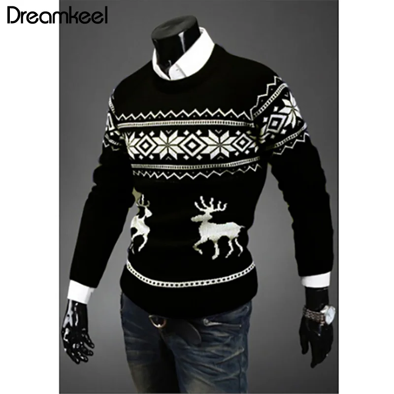 Мужской свитер модный мужской Рождественский свитер одежда английский стиль мужской свитер пуловеры с оленями свитер с рисунком «олени» тонкий o-образный вырез Y1