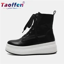 Taoffen/Женская прогулочная обувь из натуральной кожи; однотонная спортивная обувь на платформе; женские кроссовки; крутая модная обувь; женская обувь; размеры 34-40