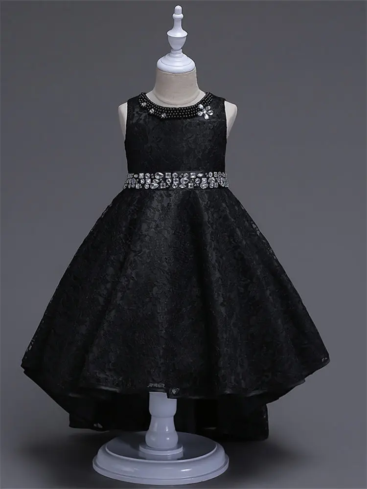 It's YiiYa Flower Girl Dresses For Girls Burgundy Blue Black Champagne Elegant Kid Party Gowns Comunion Pageant Dress L093-3