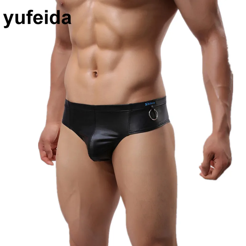 Мужские трусы из искусственной кожи сексуальные бикини с карманом|boxer underwear|mens sexy