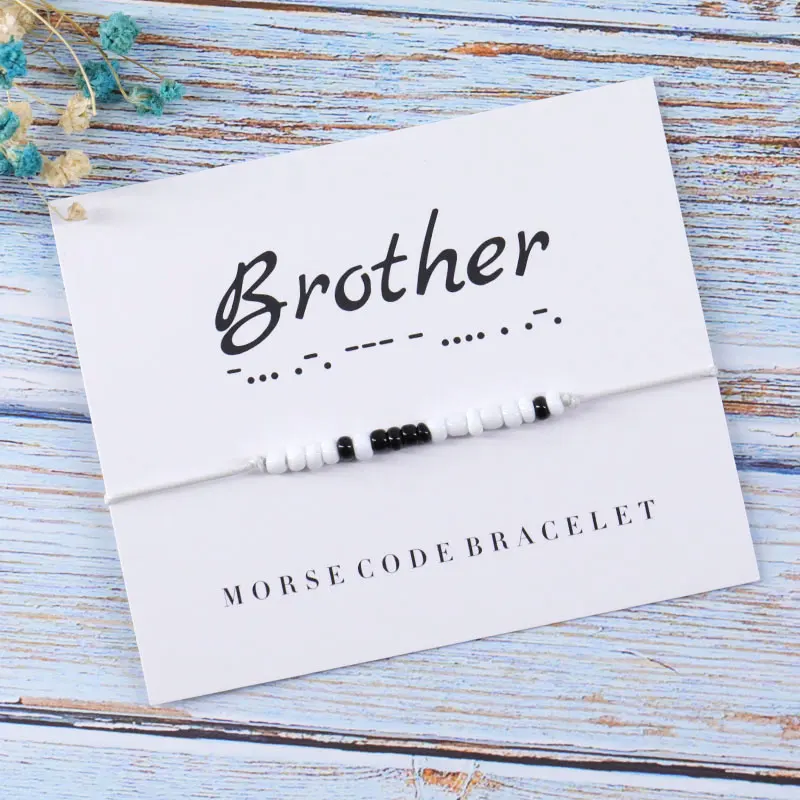 Brother подарок для сестры Морзе кодовый браслет для женщин мужчин Brother дружба браслет из бисера персонализированные пара браслет DIY подарок - Окраска металла: Brother-Gray
