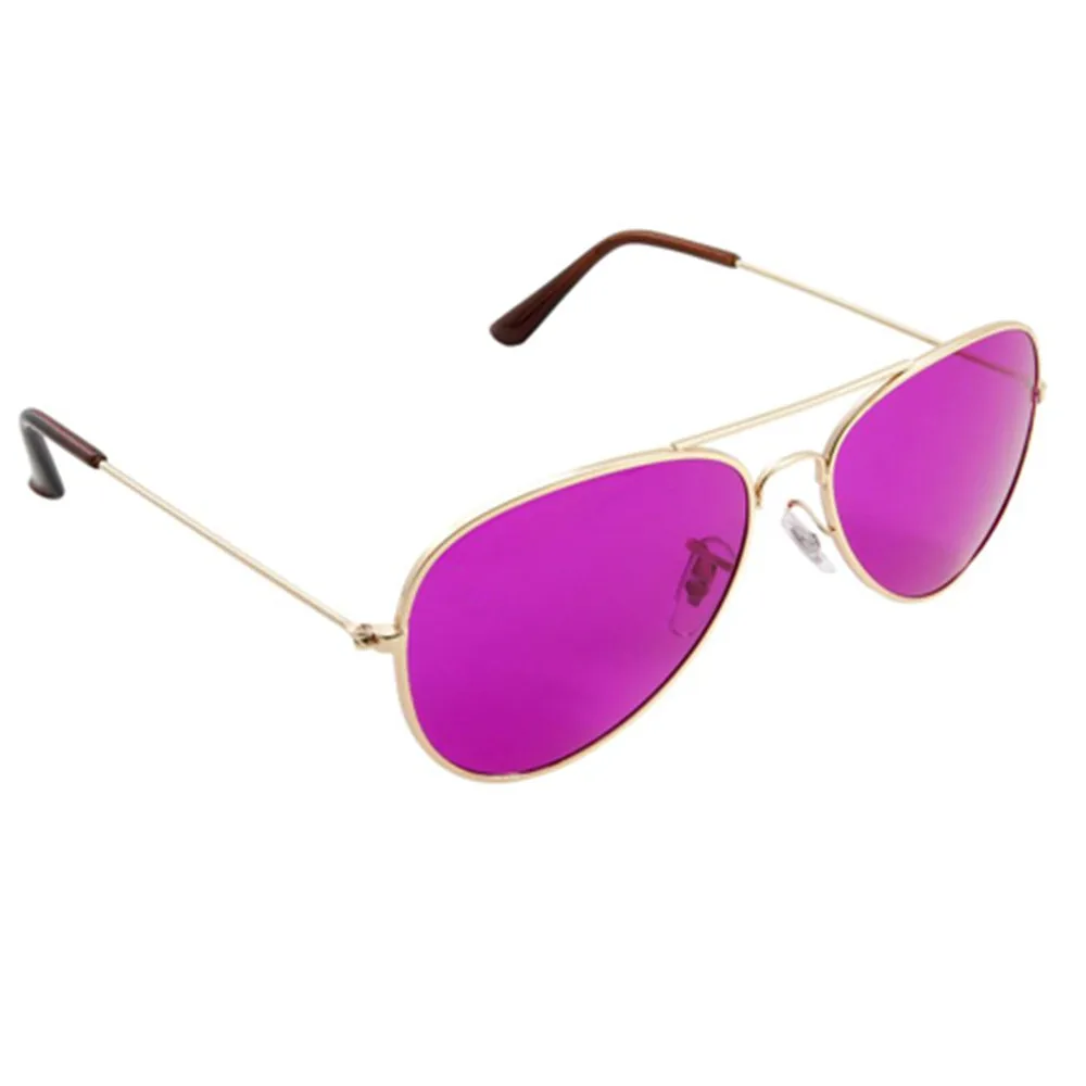 Magenta Lens 1 шт цветные терапевтические очки, светильник для чакры, терапия хромотерапии очки, классический стиль металлическая оправа солнцезащитные очки цветные линзы - Цвет: Magenta Lens