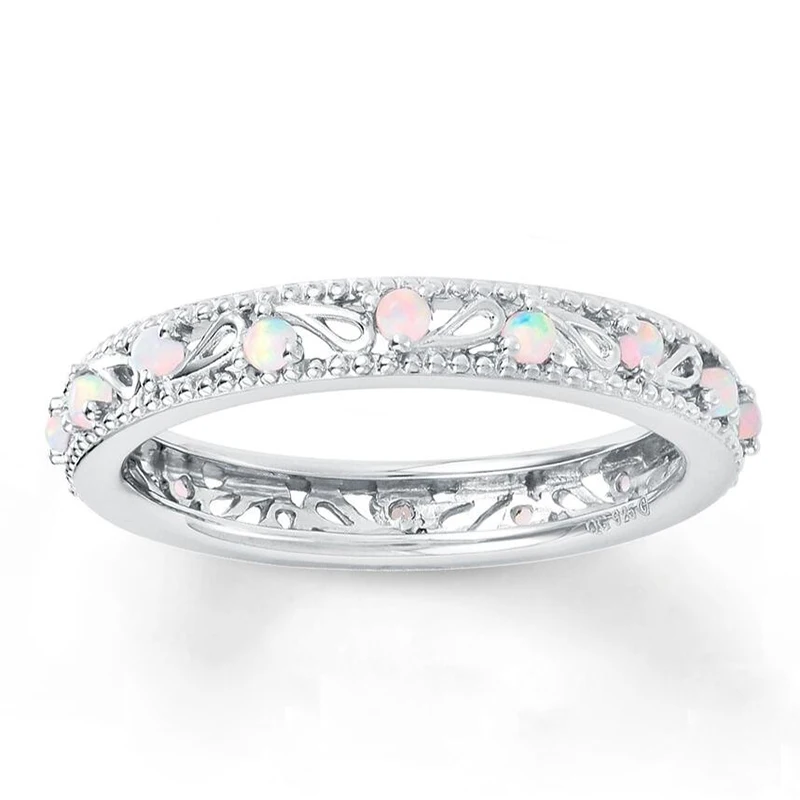 

2023 Cute Women Rings Party Gift Fashion Imitation Opal Hollow Geometric Rings for Women Jewelry Accessories