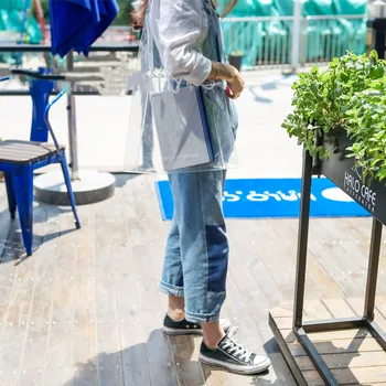 

2020 Multi Colours Long Tote PVC Clear Bag Flower Bouquet Bagging Portable Transparent Gift Bag Collocation Packaging Containers