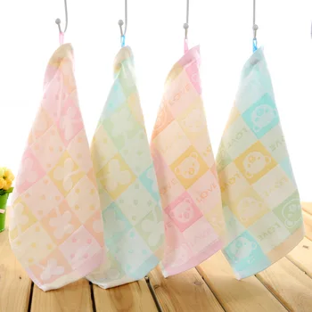 

Gao Yang Towel Gauze Grid Children's Small Kerchief Baby Bibs Pure Cotton Lace Hook