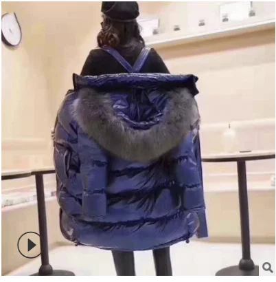 BLUE WITH GREY FUR Парка женская куртка Женское зимнее пальто женская теплая парка с капюшоном Женская куртка длинное пальто парки 4 цвета - Цвет: BLUE WITH GREY FUR