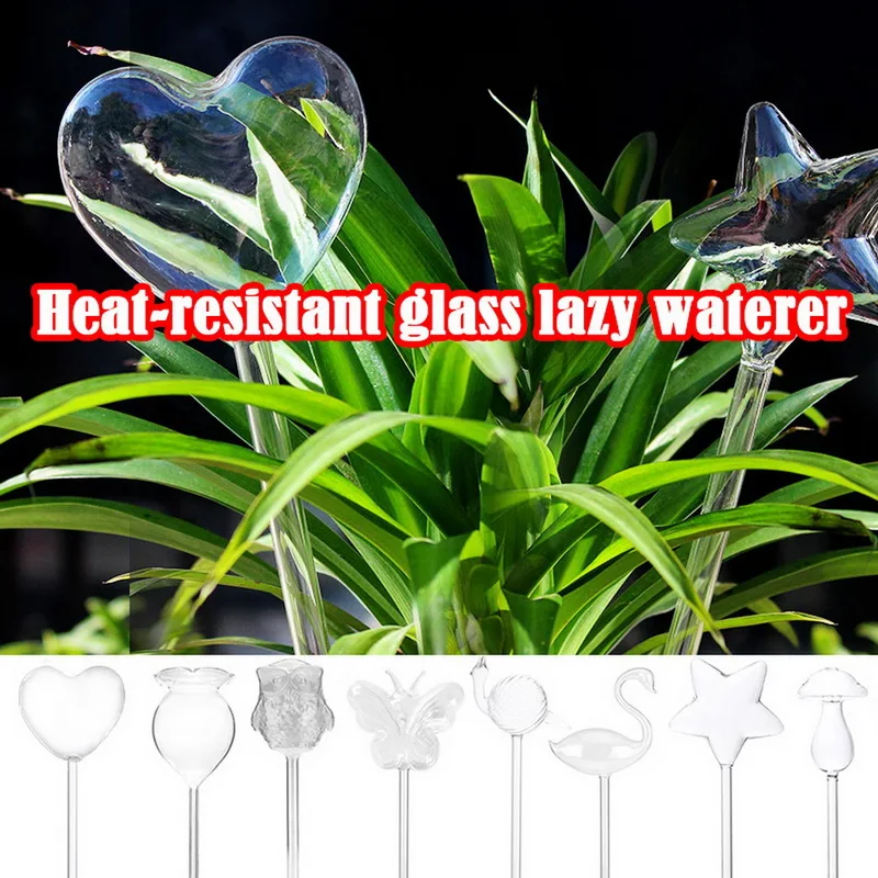 8 Kinds Of Glass Flowers Water Plants Automatic Feeder Auto Watering Devices Bird Star Heart Design Flora Waterer | Дом и сад