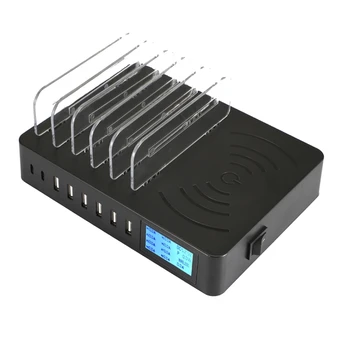 

50W 6USB Ports USB-C Type-C Ports Wireless Charging Multi-function Charger with LED Display For Huawei Samsung Xiaomi onePlus