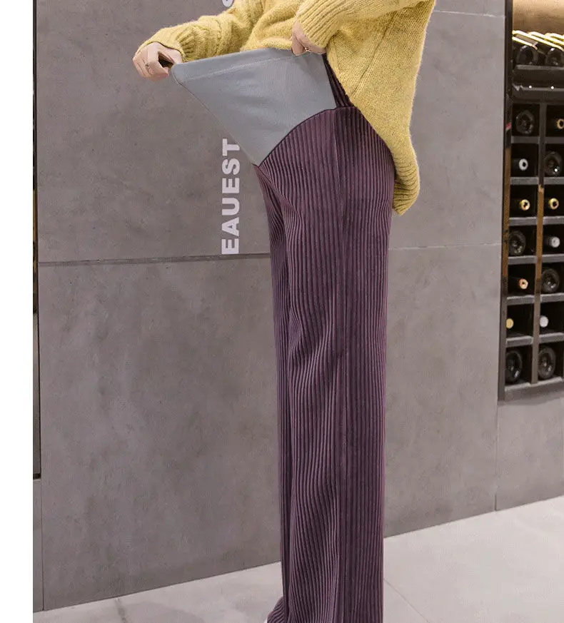 Pregnancy Abdominal Corduroy Pants Boyfriend Trousers Maternity Pants For Pregnant Women Clothes High Waist Trousers Loose Pants