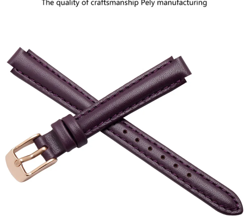 Color Cow leather watchbands women's wristband convex interface strap Suitable for SHE SHE 4029 3034D watch accessories