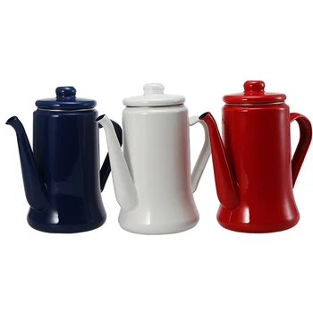 

Enamel Pot 1.1L Enamel Coffee Pot Hand Tea Kettle Induction Cooker Gas Stove Universal Red White Blue Electric Kettle Camping