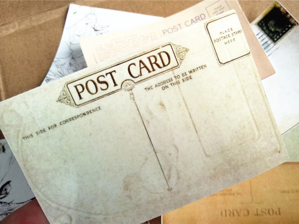 

16pcs vintage post card and retro background stickers decoration stationery sticker diy diary scrapbooking label sticker