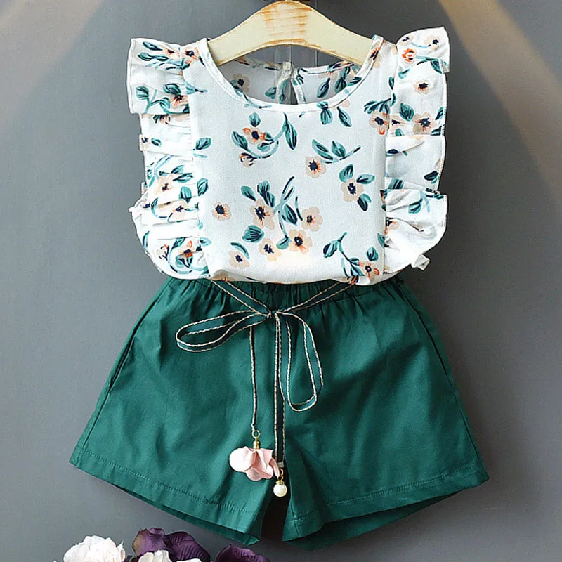 2021 verão roupas da menina do bebê conjunto crianças roupas dos desenhos animados t-shirts com shorts 2 pçs para crianças roupas do bebê terno da menina